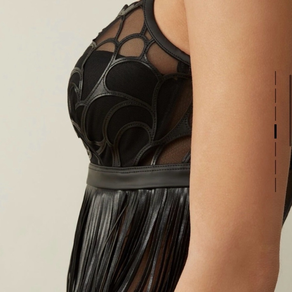 Intimissimi Fringe Lace Bodysuit 34B Black Sheer Mesh Lingerie NWT - Picture 6 of 7